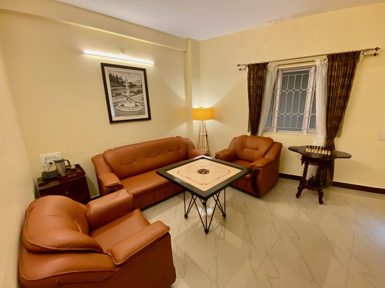 Carrom and chess set up in the first-floor games lounge